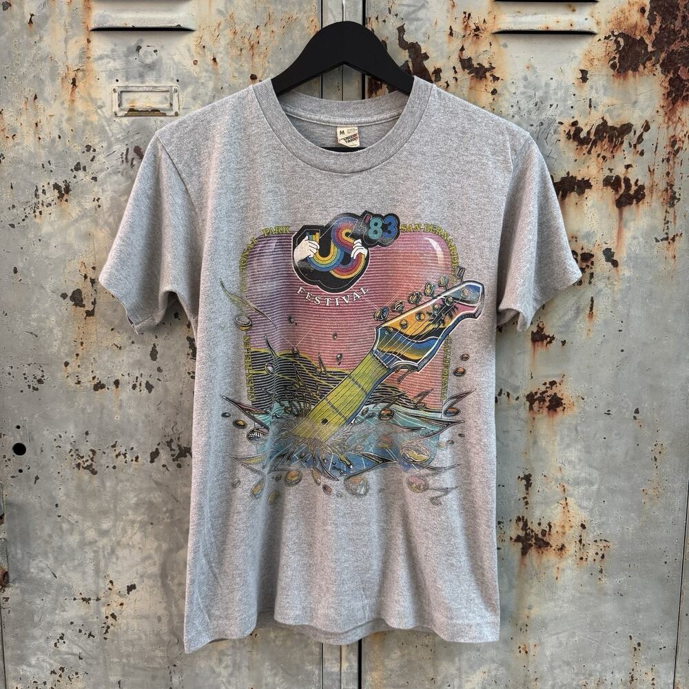 Vintage 1983 Original US Festival Band T Shirt Clash David Bowie Ozzy Obsourne M